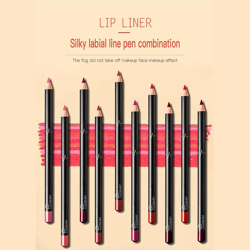 12 Pcs Lip Liner Waterproof Durable Non-marking Pencil Professional Matte Pen Makeup Cosmetic Set Lipstick | - Цена: 