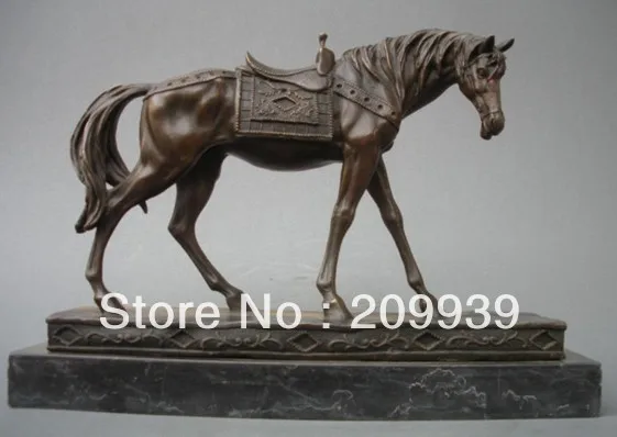 

00529 Western Lifelike pure bronze Thoroughbred horse Art Statue