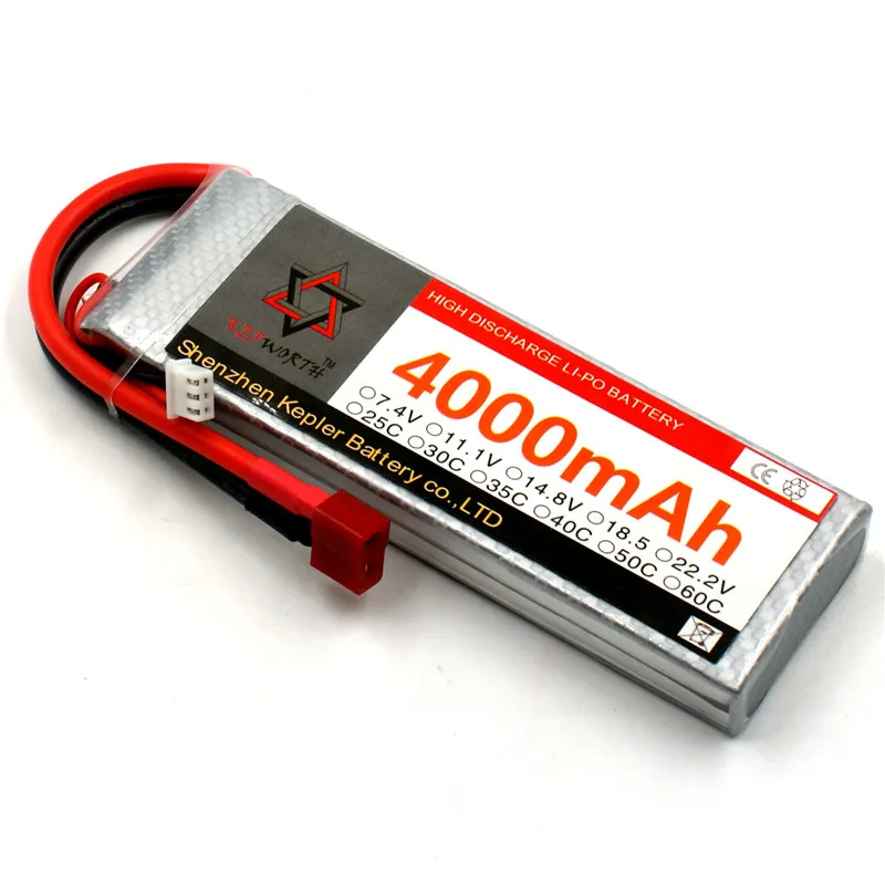 

RC Lipo Battery 2s 7.4v 4000mAh 35c Li-Polymer Battery For RC Car Plane Boat Helicopter Truck Tank