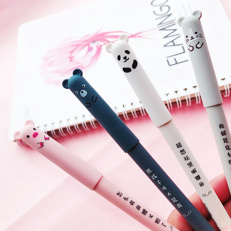 1 шт милые ручки с рисунком панды Фламинго стираемые ручки 0,35 мм Волшебные кавайные Ручки гелевые ручки школьные канцелярские принадлежности подарки для девушек и студентов