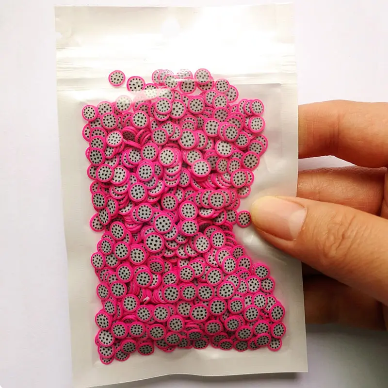 1000pcs 10g Fruit Slice 5mm/10mm Decoration Crafts Flatback Cabochon Scrapbooking Embellishments Kawaii DIY Accessories - Цвет: 5mm Dragon Fruit 10g