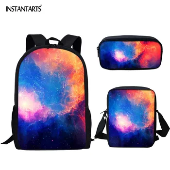 

INSTANTARTS Colorful Galaxy Starry Prints School Backpacks for Teenagers Small Crossbody Bag Pencil Bags Sets Students Rucksack