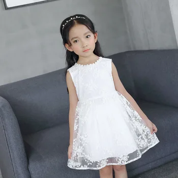 

Girls Dress Summer Fashion Kids Baby Flower Clothes Children Sleeveless Princess Dresses Lace Party Clothing