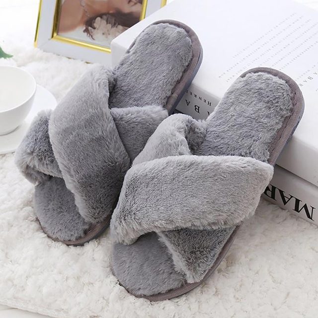 home slippers women 2022 indoor warm plush cozy casual shoes women shoes ladies slippers solid color shoes woman