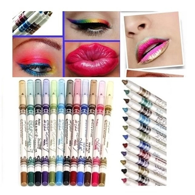 12 Color Eyeshadow EyeLiner Glitter Lip Pencil Shimmer Pen Makeup Cosmetic Set