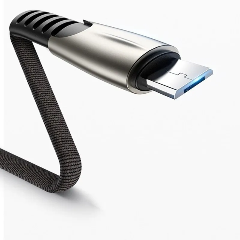 Черный Кабель Micro USB для Android, samsung, huawei, Xiaomi, NOKIA, металлический корпус с разъемом QC 3,0, шнур для быстрой зарядки и передачи данных для apple iphone X, XS, 6, 7 - Цвет: Черный