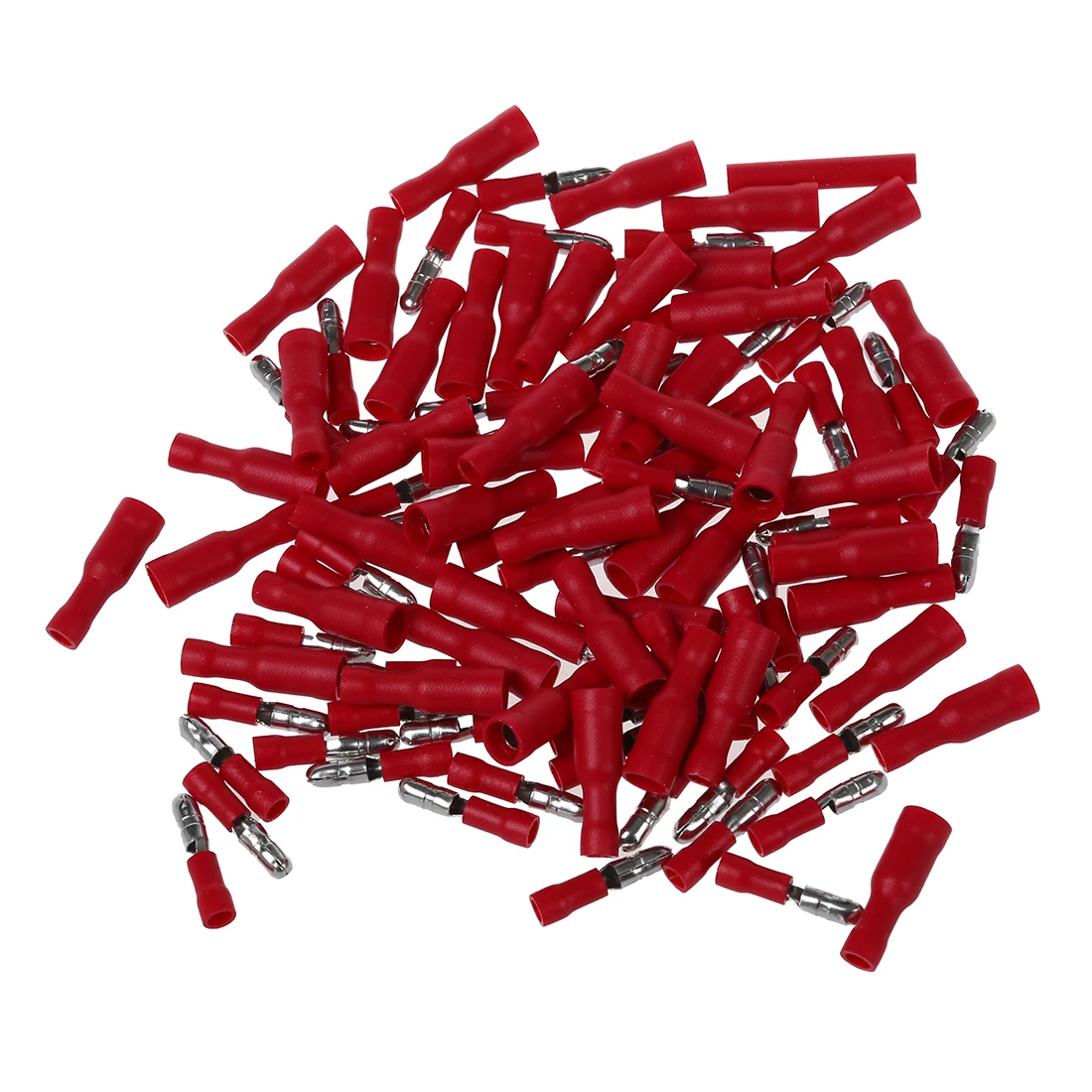 

100x Cable lugs Round sockets + Round connector crimp Set Red