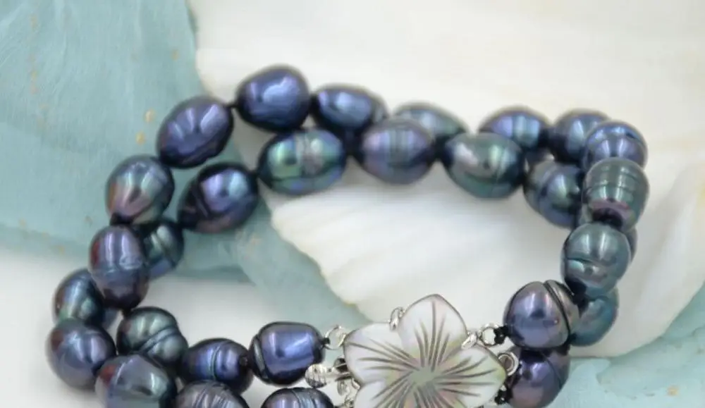 

Hot New 2 ROW natural 10-11mm Australian south sea black pearl bracelet farming >>> -Top quality free shipping