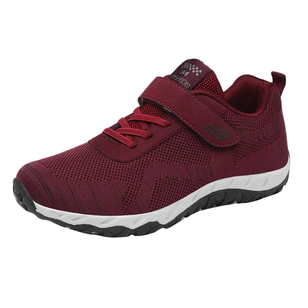 Perimedes/Женская дышащая обувь из сетчатого материала для отдыха; нескользящая спортивная обувь для пожилых людей; кроссовки на плоской подошве; светильник; deportivas mujer zapatillas;# g40 - Цвет: Красный