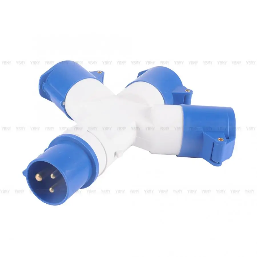 

3Pin Waterproof Industrial Plug Trailing Box Panel IP44 Socket Mount 240V 16A Multifunctional 3 Way Plug