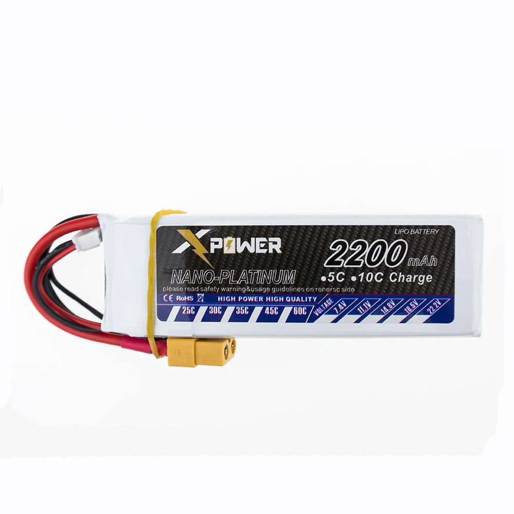 Xpower 11 1 V 2200mAh 30C MAX 35C li po батарея XT60 T вилка банана для самолета REX 450 Halicopter часть v 3s