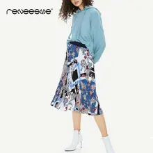 women stylish skirt pleated high waist print mid-calf streetwear ladies skirts England style elastic waist casual 2019 new skirt women stylish skirt pleated high waist print mid-calf streetwear ladies skirts England style elastic waist casual 2019 new skirt