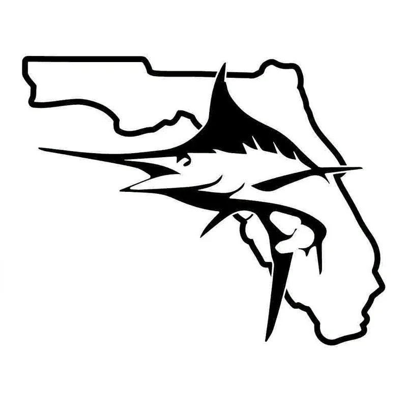 15.9*12.7CM Florida Marlin Offshore Fish Car Sticker Fashion Motorcycle Decorative Decals Black/Sliver C6-1264 | Автомобили и