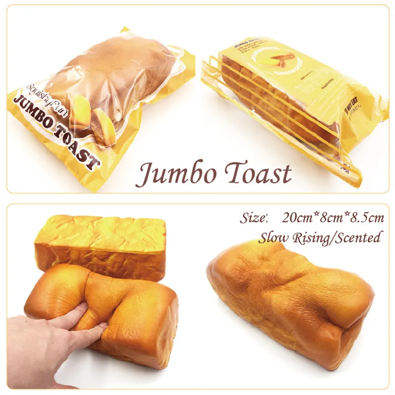 

Squishy Slow Rising Jumbo Scented Toast Loaf Kawaii squishies Food Toys For Kitchen Stress Relief Squeeze Toys Bread Squishy
