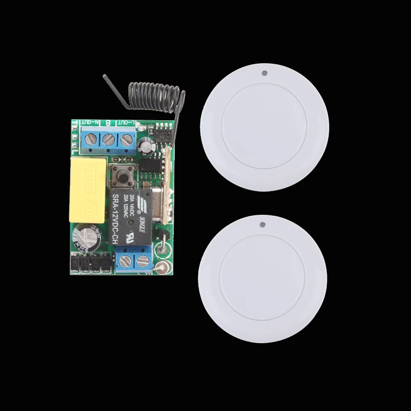 

AC 220V Wireless Switch Receiver White 45mm Diameter Remote Transmitter For Hall Bedroom Ceiling Lights Wall Lamps Wireless TX