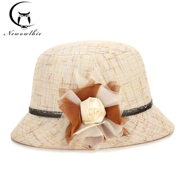 Sombrero de lino para mujer, gorro de lino para el Sol, para otoño e invierno, para mediana edad
