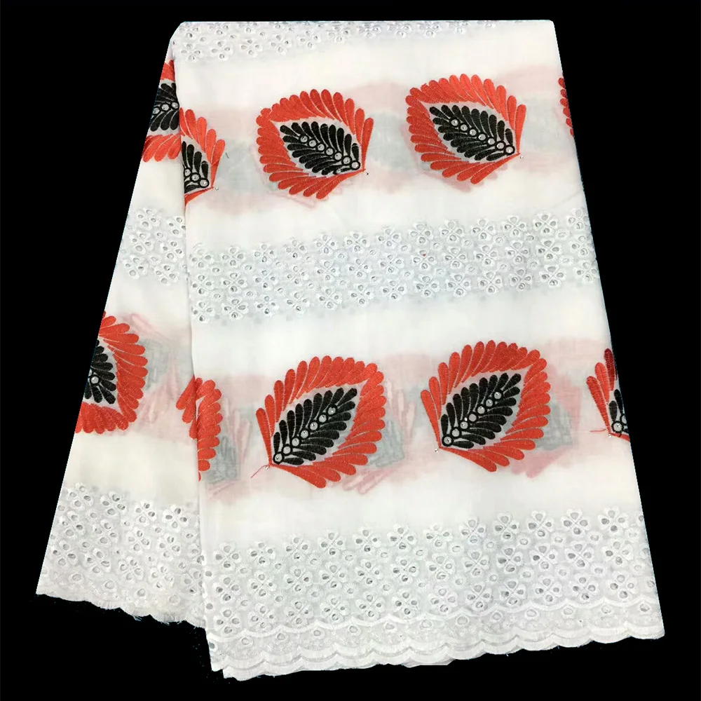 

African swiss voile lace fabric high quality white cotton lace new design embroidered swiss lace white fabric for party dress