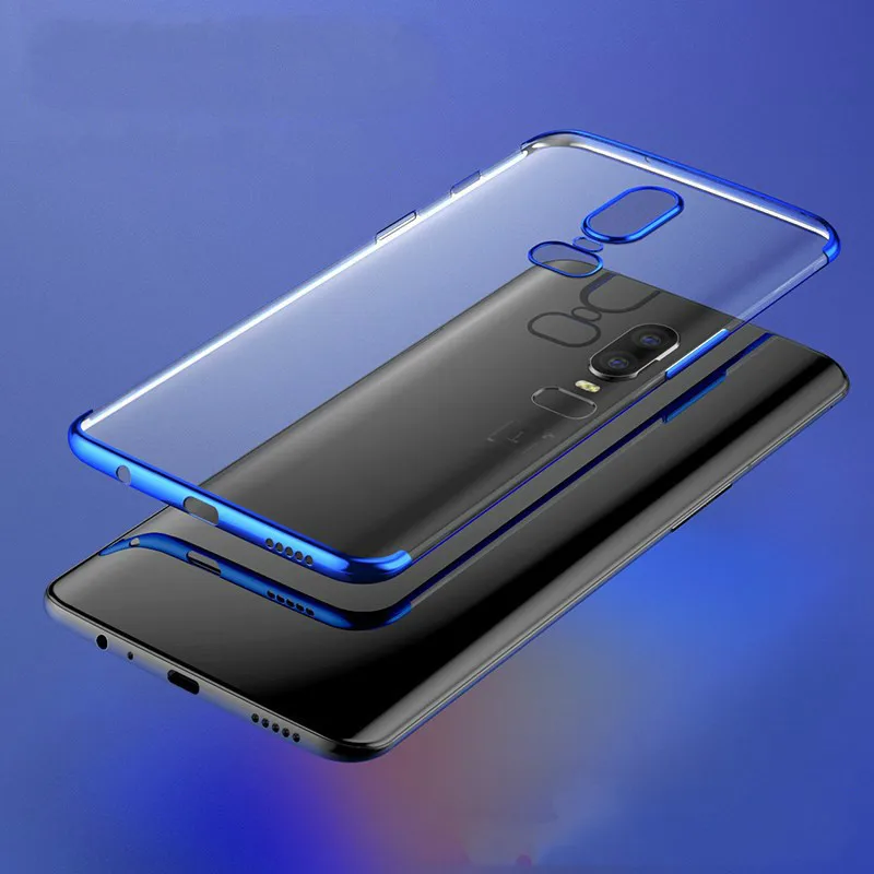 

Newest for oneplus 6 case one plus 5T case cover electroplating transparent tpu silicon soft cover for one plus 6 one plus 5t