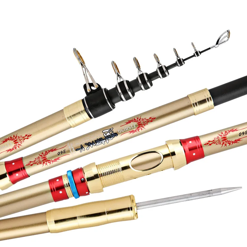 

2.4-4.5m distance throwing rod ultralight hard spinning telescopic fishing rod boat rock stick carbon fiber pesca pole