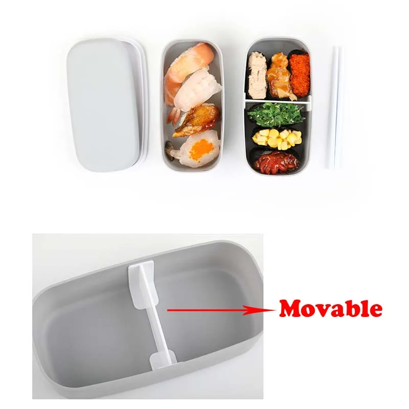 ONEUP Microwavable 2 слоя Ланч-бокс с отделениями герметичный Bento box изолированный пищевой контейнер с палочками для еды