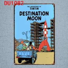 Тинтин C Книги по искусству Ун Олово Признаки металлическая пластина стены паб комнаты малыша дома Книги по искусству вечерние Декор Винтаж железа плакат куадрос DU-1082