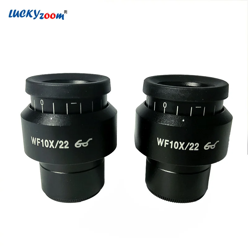 Lucky Zoom Professional&nbsp;2pcs Adjustable Stereo Microscope Eyepiece 10X Brand 22MM Wide Field Binocular Trinocular Microscope Oculars Microscopio Lens