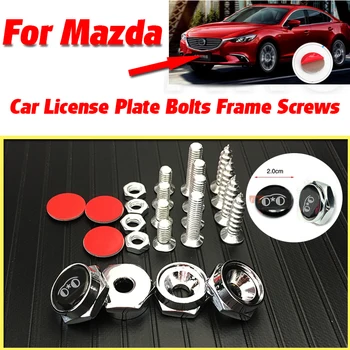 

Bolts Car License Plate Frames Cap Sticker Decals Chrome car styling For Mazda 2 Mazda 3 MS For Mazda 6 CX-5 CX5 accessories