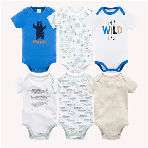 Коллекция года, 6 предметов, 3 предмета, летняя одежда для малышей боди с короткими рукавами для маленьких мальчиков, боди для новорожденных, хлопковая одежда для маленьких мальчиков и девочек, ropa bebes - Цвет: HY21042290