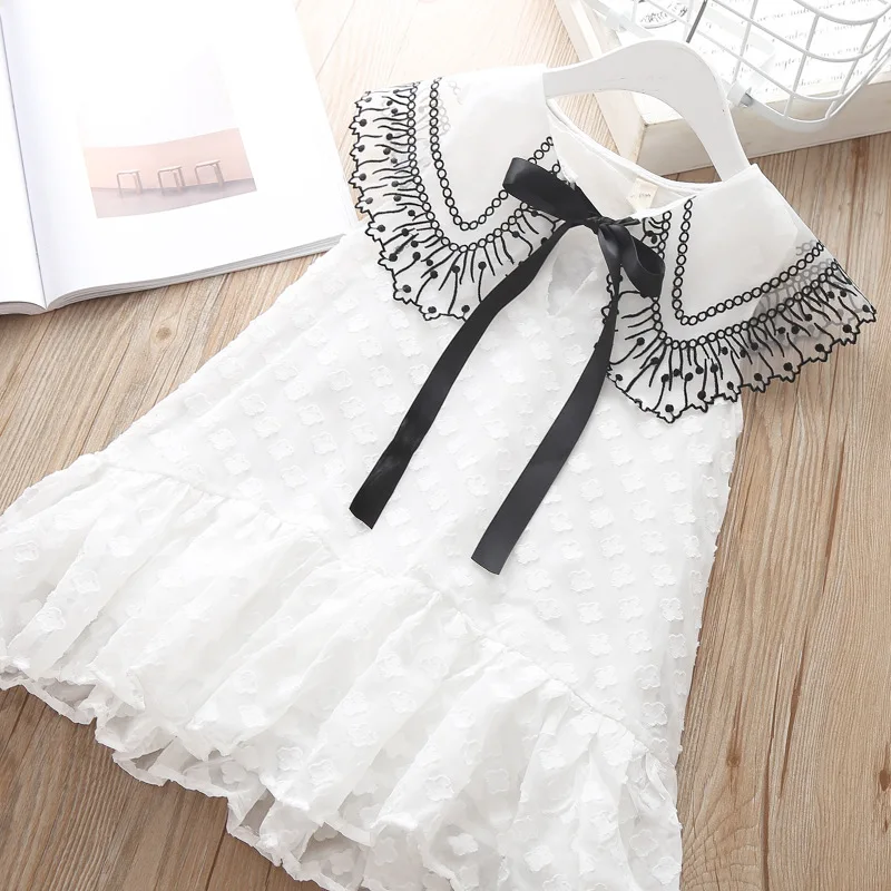 

Summer Girls Dress Princess Baby Girl Lace Dress Sleeveless Kids Dresses For Girls White Yarn Vestidos Children Cotton Clothes