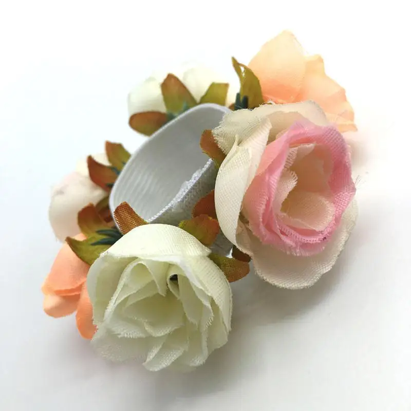 Flower Bun Garland Floral Head Knot Hair Top Scrunchie Band Elastic Bridal Sale 