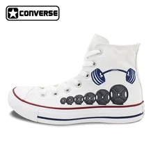 Men Women Converse All Star Boys Girls Shoes Custom Barbell Weight Lifting Original Design Hand Painted Shoes Man Woman Sneakers