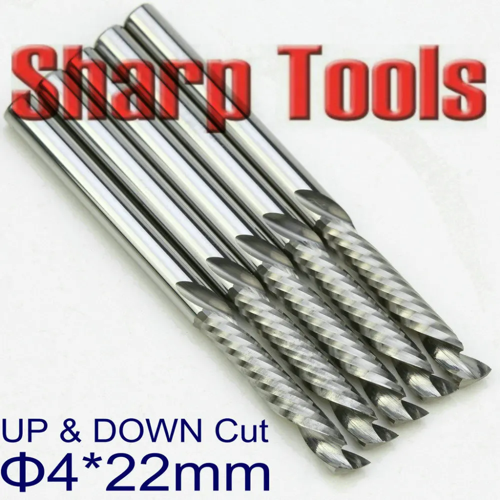 Up Down Cut 4x22mm Single Flute End Mill Tungsten Carbide Milling
