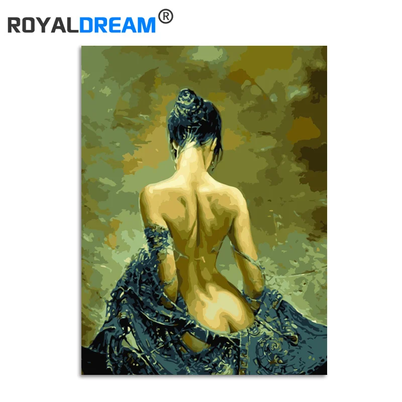 

ROYALDREAM Naked Girl DIY Digital Oil Painting By Numbers Europe Canvas Painting For Living Room Wall Art For Home Decor