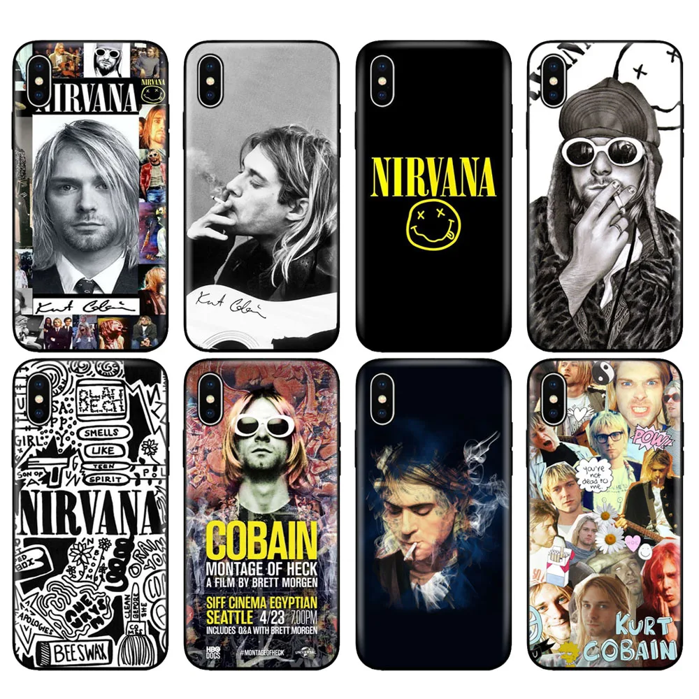 Черный чехол из ТПУ для iphone 5 5s se 6 6s 7 8 plus x 10 силиконовый XR XS 11 pro MAX Nirvana Курта