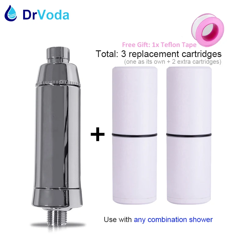 

KDF Calcium sulfite Shower Bathing Water Filter Purifier softener with TWO EXTRA cartridges Remove 98% Chlorine avoid dry skin