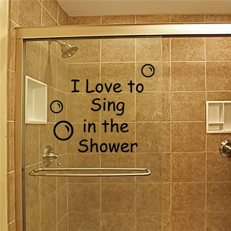 KUCADA Bathroom Sing Shower Text Design Quote Waterproof Sticker Door