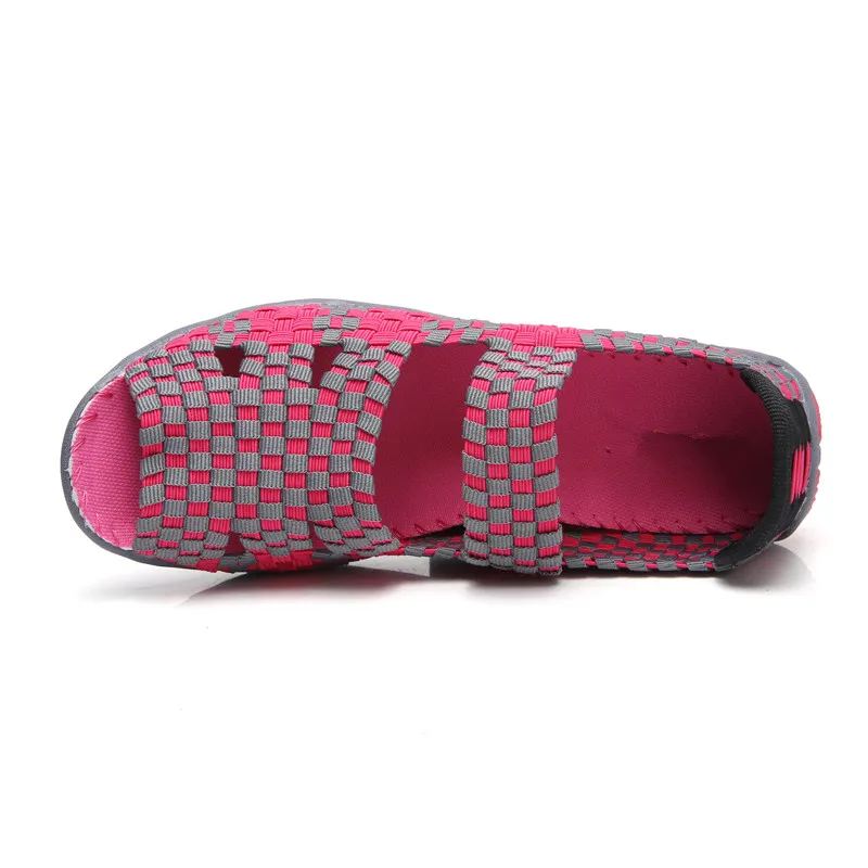 Летние женские сандалии на плоской подошве; Женская тканая обувь на плоской подошве; женские разноцветные сандалии без застежки; женские брендовые лоферы; 812