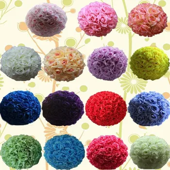 

Free Shipping Elegant Wedding Decorative Kissing Balls 25cm Dia Artificial Encryption Rose Flower Ball for Shopping Malls Opened