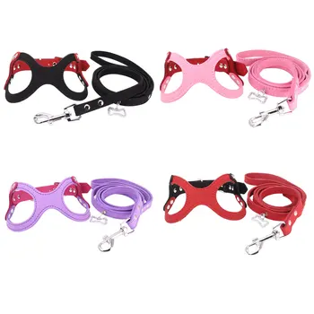 

Pink Black Purple Ajustable Chest Straps Dog Harness Collar Soft Suede Leather Small Dog Harness for Puppies Dog Red