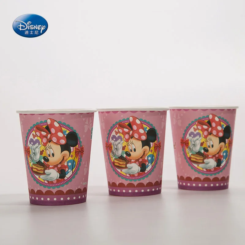 Минни Мышь ребенка платье для девочек на день рождения розовая вечерние поставки одноразовая посуда для вечеринки подарочные столовые приборы сумки пластинчатый воздушный шар «бокал» - Цвет: Cup 6pcs