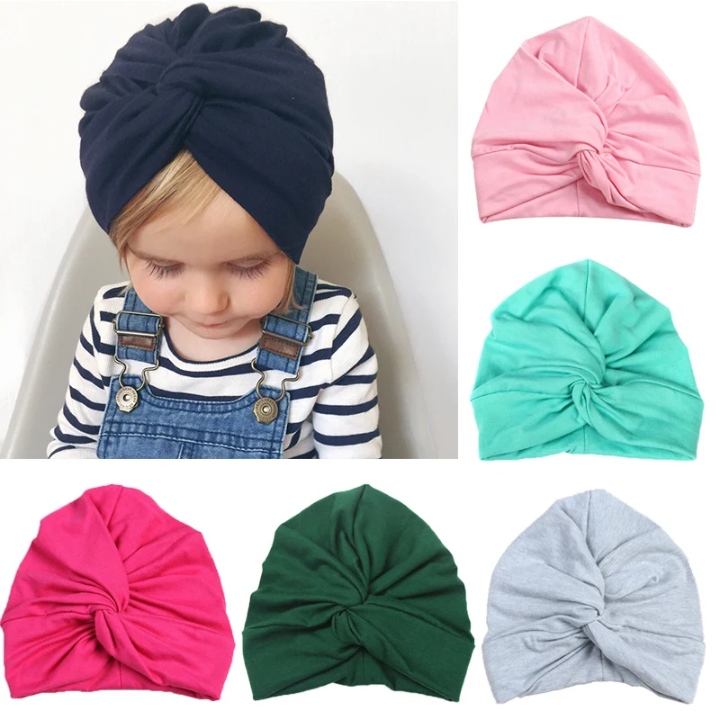 

New Designed Cute Baby Hats Soft Cotton India Turban Knot Girls Boys Summer Hat Bohemian Style Spring Autumn Beanie Kids Caps