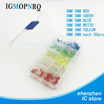 

200pcs 3MM 5MM Led Kit Mixed Color Red Green Yellow Blue White Light Emitting Diode Assortment In Box Free Shipping