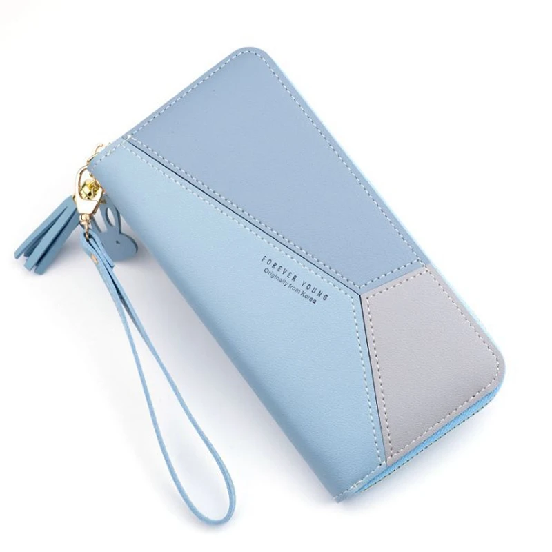 

2019 Fashion Ladies Pu leather Purse Women Long Wallets Zipper Purse Patchwork Panelled Wallet ID Card Holders Clutch Money Bag