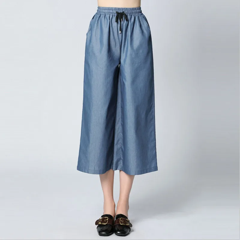 Женские джинсы больших размеров L-5XL брюки длиной до щиколотки женский модный шнурок свободные ковбойские брюки высокого качества