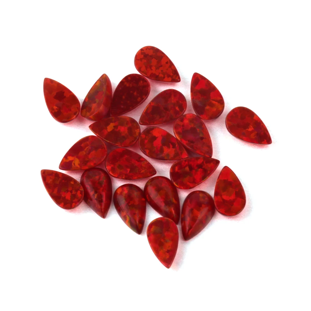 20pcs/lot Free Shipping OP45 Red Synthetic Pear Cabochon Fire Opal Flat Bottom Stone | Украшения и аксессуары