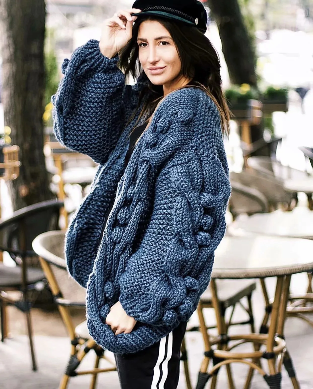 2019 женские ручной вязки кардиганы свободные осенние свитера открытый стежок хлопок Повседневные свитера v-образный вырез толстые зимние