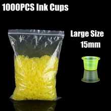 Желтый) 15 мм татуировки чернил Колпачки 1000 шт пигментные принадлежности пластиковые самостоятельные Чернила чашки