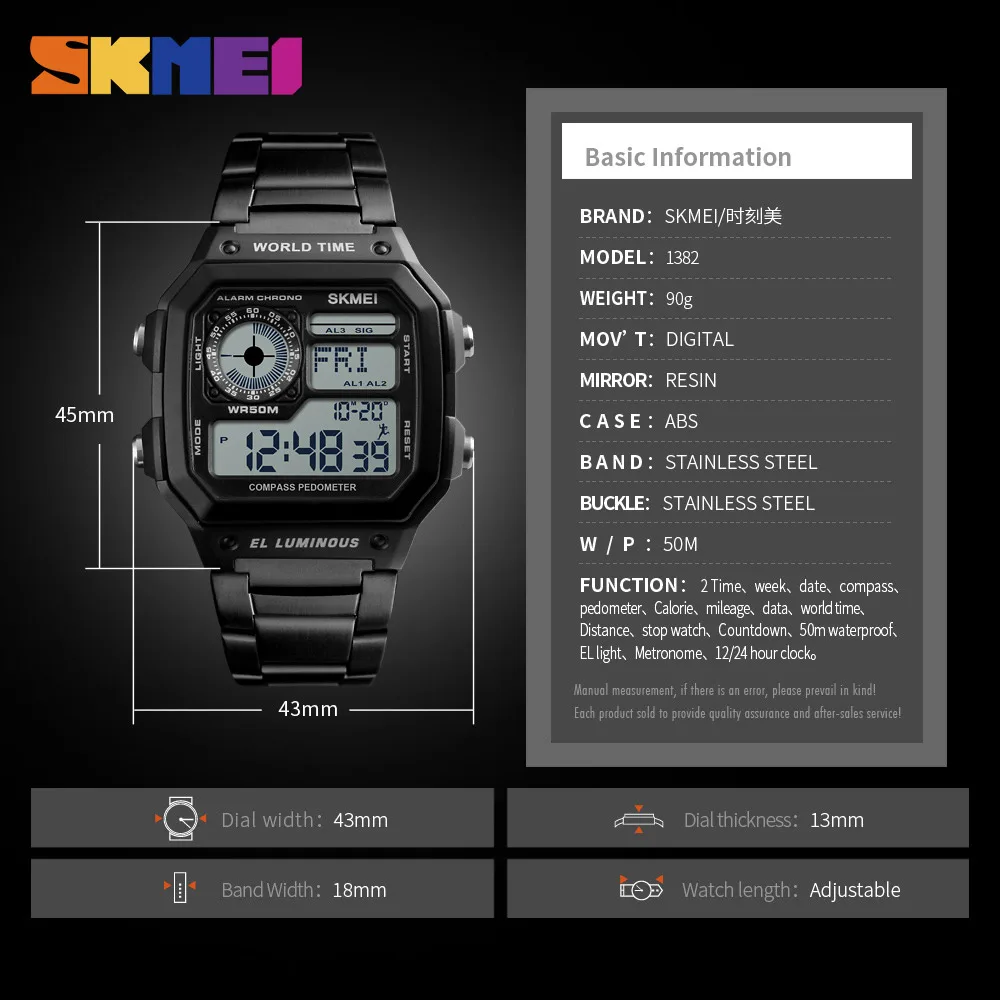 Спортивные часы SKMEI мужские цифровые модные с компасом Chrono наручные новинка erkek kol