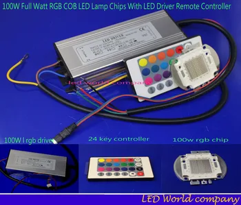 

1ste 24key Remote+ 100W high power rgb led chip+100W RGB LED Driver Waterproof kit For Flood Light Lawn Lighting
