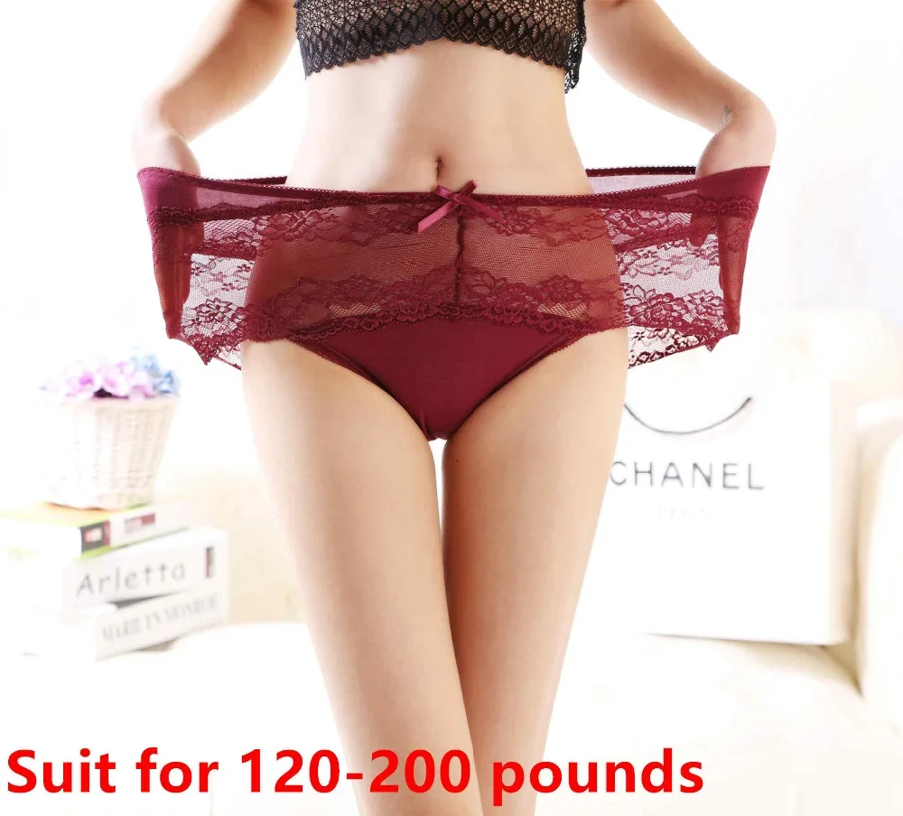 High Waist Large Size Panties Women Underwear Sexy Lace Transparent Big Plus Size Briefs Female Underpants Lingerie Xxxl XxxxL 0 (24)